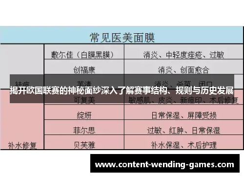 揭开欧国联赛的神秘面纱深入了解赛事结构、规则与历史发展 揭开欧国联赛的神秘面纱深入了解赛事结构、规则与历史发展